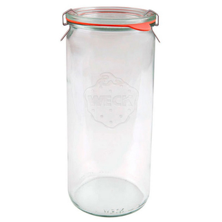 Weck Zylinderglas mit Ring und zwei Klammern,1 l, Volumen 1040 ml (RR80), Form 908