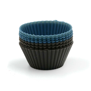 Muffinform Backfrmchen Silikonmuffinformen, Set 8 teilig, Silikon, ca.  7 x 3 cm, grau/blau/braun