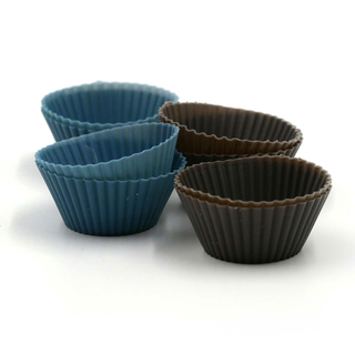 Muffinform Backfrmchen Silikonmuffinformen, Set 8 teilig, Silikon, ca.  7 x 3 cm, grau/blau/braun