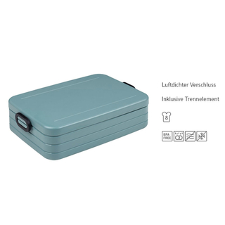 Lunchbox XL/gro NORDIC SAGE, Schnittenbox Brotdose mit flexiblem Teiler, Kunststoff, ca. 1.5 l, NORDIC SAGE