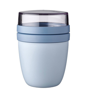 LunchPot &ndash; NORDIC BLUE, Lunchdose Mslidose Joghurt to go Ellipse, 4 tlg., 100 % dicht, auslaufsicher, ca. 500 ml und 200 ml