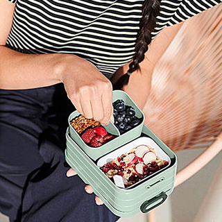 Bentobox M/klein, mit Einsatz, NORDIC BLUE Lunchbox  Brotdose  Innendosen und Gabel, Kunststoff BPA-Frei, ca. 900 ml,