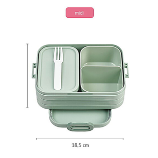 Bentobox M/klein, mit Einsatz, NORDIC BLUE Lunchbox  Brotdose  Innendosen und Gabel, Kunststoff BPA-Frei, ca. 900 ml,